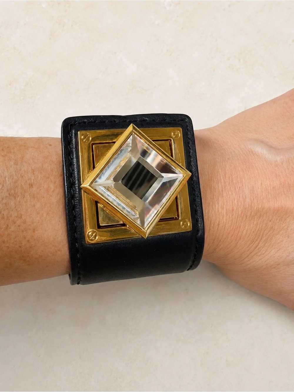 Michael Kors Black Leather Crystal Gold Click Close 2